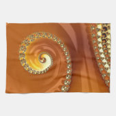 Abstract Gold Oranje gradiënt Spiral Fractal Theedoek (Horizontaal)
