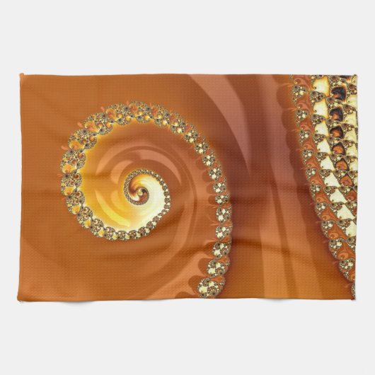 Abstract Gold Oranje gradiënt Spiral Fractal Theedoek (Horizontaal)
