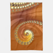 Abstract Gold Oranje gradiënt Spiral Fractal Theedoek (Verticaal)