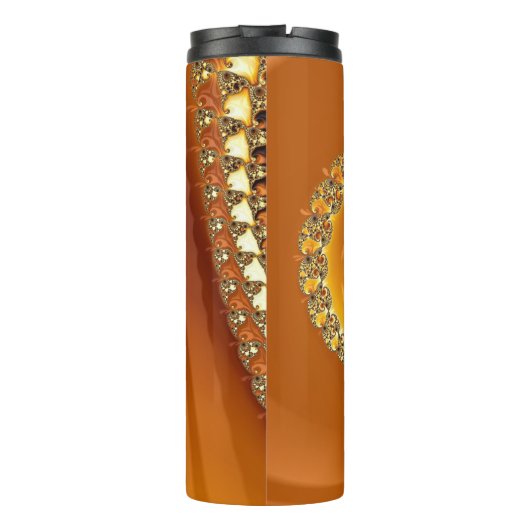 Abstract Gold Oranje gradiënt Spiral Fractal Thermosbeker (Achterkant)