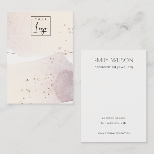 Abstract Gold Paars Logo Ketting beeldscherm Visitekaartje (Voorkant / Achterkant)