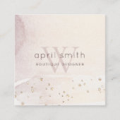 Abstract Gold Paars Monogram Review Verzoek Vierkante Visitekaartje (Voorkant)