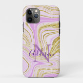 Abstract Gold Paars Swirl Monogram Stijlvol Case-Mate iPhone Case (Achterkant)
