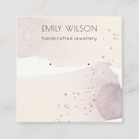 Abstract Gold Paarse Waterverf Veroorbaar beeldsch Vierkante Visitekaartje (Voorkant)