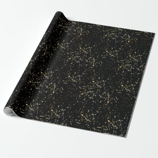 Abstract Gold Paint Splatter ontwerp Cadeaupapier (Uitgerold)
