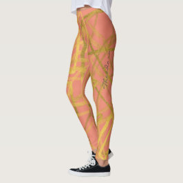 Abstract Gold Pink Leggings