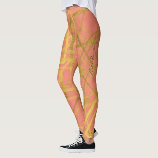 Abstract Gold Pink Leggings (Links)