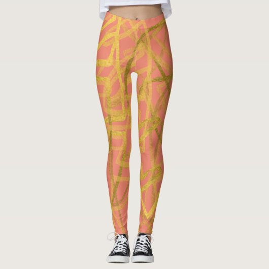 Abstract Gold Pink Leggings (Voorkant)