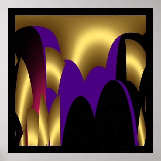 Abstract Gold Puple Roze zwart afdrukken Poster (Voorkant)