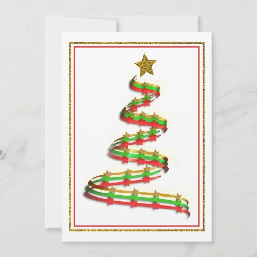Abstract Gold Red Green Ribbon-kerstfeest Kaart (Achterkant)