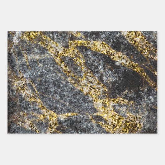 Abstract gold sparkles rocky texture inpakpapier vel (Voorkant 2)