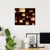 Abstract Gold Squares Poster (Thuiskantoor)