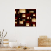 Abstract Gold Squares Poster (Keuken)