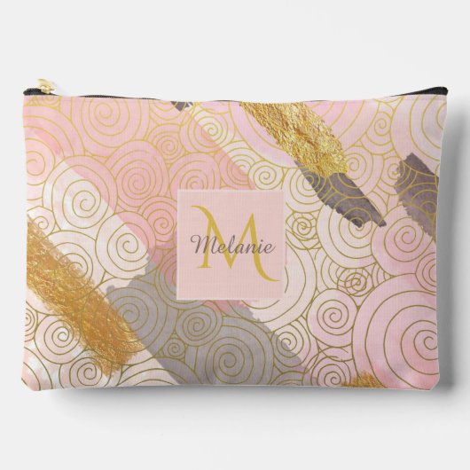 Abstract Gold Stripes and Pink Swirls Personalised Etui (Voorkant)