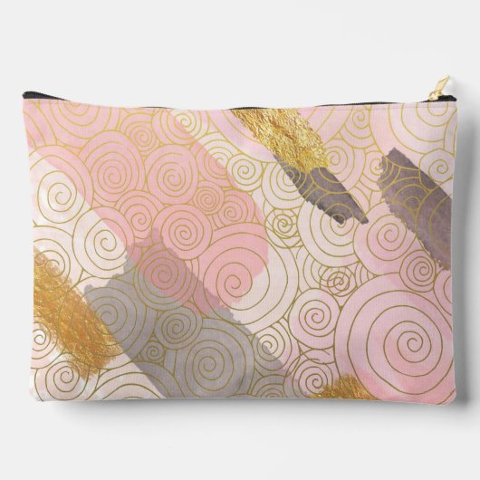 Abstract Gold Stripes and Pink Swirls Personalised Etui (Achterkant)