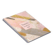 Abstract Gold Stripes and Pink Swirls Personalised Notitieboek (Rechterzijde)