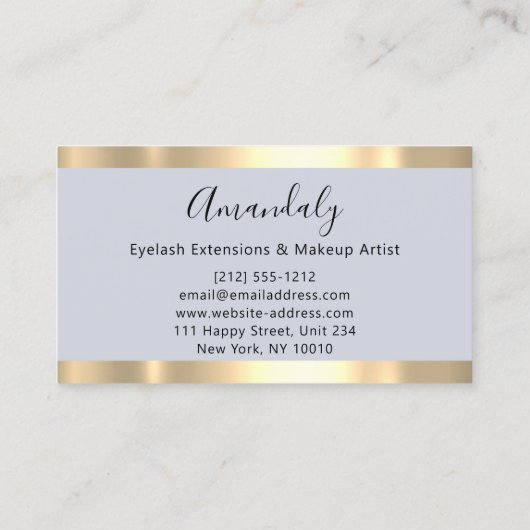 Abstract Gold Strokes Lijst Marble Blue Pastel Visitekaartje (Achterkant)