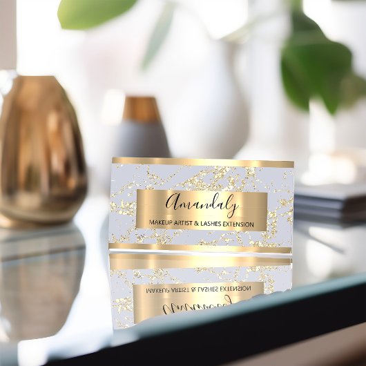 Abstract Gold Strokes Lijst Marble Blue Pastel Visitekaartje