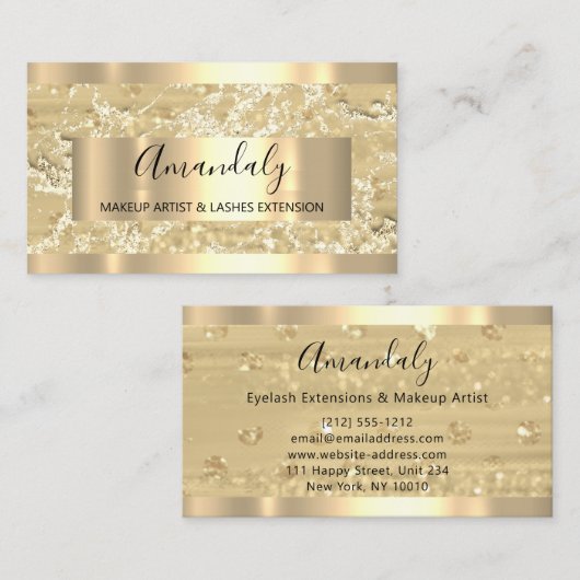 Abstract Gold Strokes Lijst Marble Event Beauty Visitekaartje (Voorkant / Achterkant)