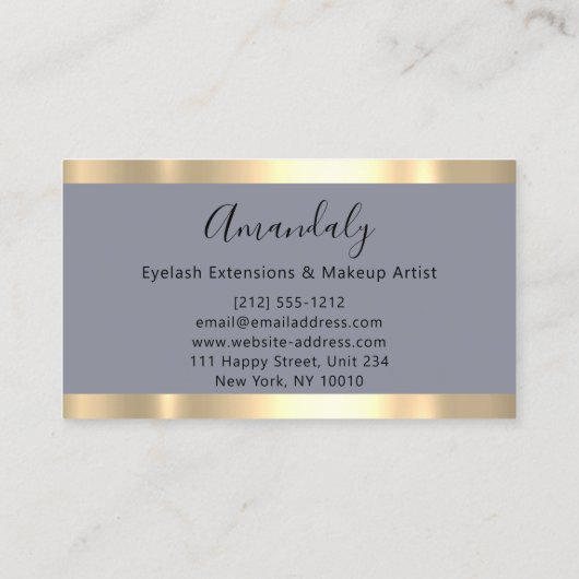 Abstract Gold Strokes Lijst Marble Grey Blue Visitekaartje (Achterkant)