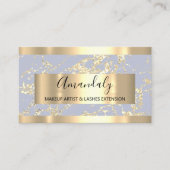 Abstract Gold Strokes Lijst Marble Pastel Blue Visitekaartje (Voorkant)