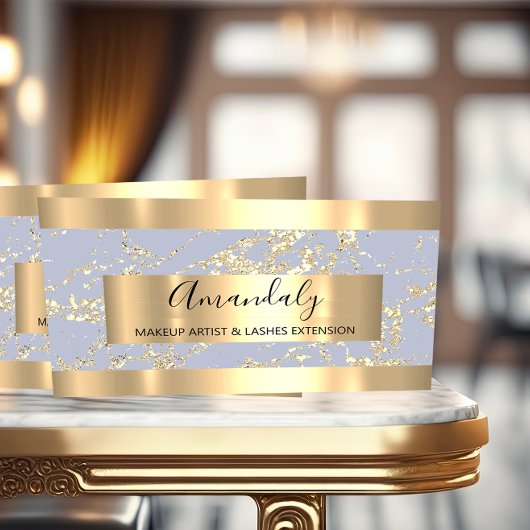 Abstract Gold Strokes Lijst Marble Pastel Blue Visitekaartje