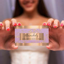 Abstract Gold Strokes Lijst Marble Violet Lavender Visitekaartje