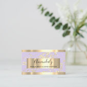 Abstract Gold Strokes Lijst Marble Violet Lavender Visitekaartje (Staand voorkant)