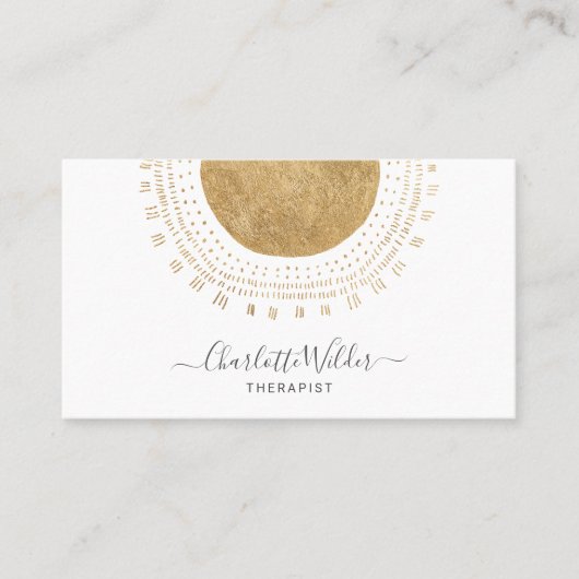 Abstract Gold Sun Therapeut Counselor Visitekaartje (Voorkant)