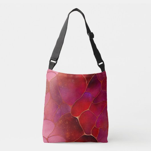 Abstract Gold web boven Violet, Paars en magenta Crossbody Tas (Voorkant)