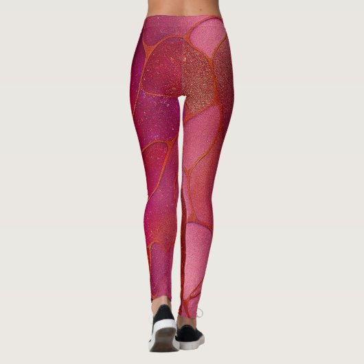 Abstract Gold web boven Violet, Paars en magenta Leggings (Achterkant)