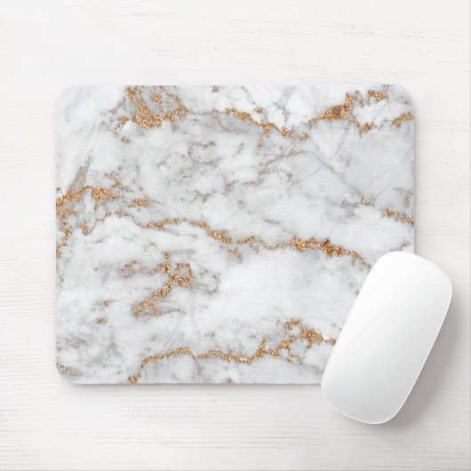 Abstract Gold White Grey Carrara Glitter Marble Muismat (Met muis)