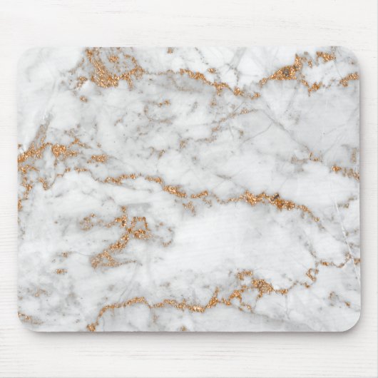 Abstract Gold White Grey Carrara Glitter Marble Muismat (Voorkant)