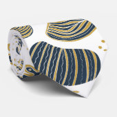 Abstract golden and blue foliage stropdas (Opgerold)