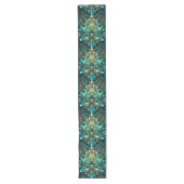 Abstract Golden Floral Blauw Groen Elegant Patroon Lange Tafelloper (Voorkant)