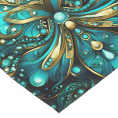 Abstract Golden Floral Blauw Groen Elegant Patroon Lange Tafelloper (Hoek)