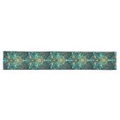 Abstract Golden Floral Blauw Groen Elegant Patroon Lange Tafelloper (Horizontaal)