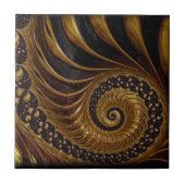 Abstract Golden Fractal - zwart en goud Tegeltje (Voorkant)