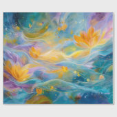 Abstract Golden Lotus Floating Flowers Cadeaupapier (Vlak)