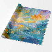 Abstract Golden Lotus Floating Flowers Cadeaupapier (Uitgerold)