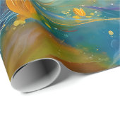 Abstract Golden Lotus Floating Flowers Cadeaupapier (Rol Hoek)