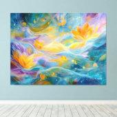 Abstract Golden Lotus Floating Flowers  Canvas Afdruk (Insitu (Houten vloer))