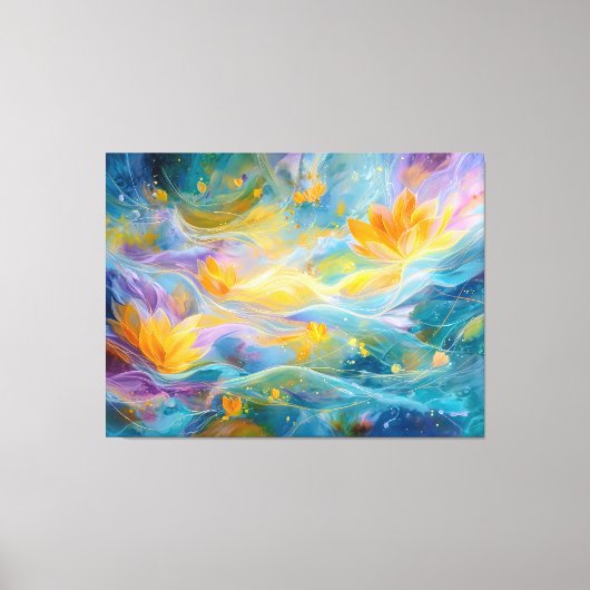 Abstract Golden Lotus Floating Flowers  Canvas Afdruk (Voorkant)