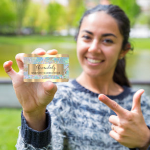 Abstract Golden Marble Copper Lijst Visitekaartje