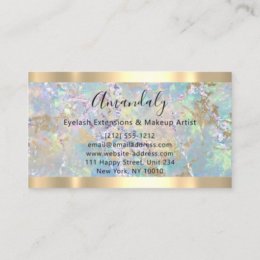 Abstract Golden Marble Copper Lijst Visitekaartje (Achterkant)