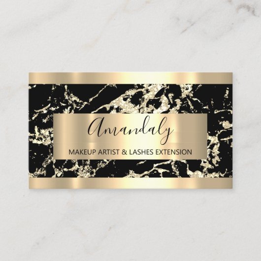 Abstract Golden Modern Marble Black Lijst Visitekaartje (Voorkant)