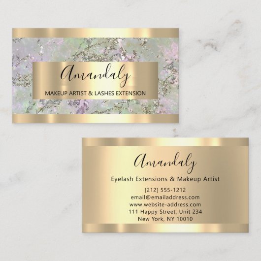 Abstract Golden Modern Marble Copper Lijst Visitekaartje (Voorkant / Achterkant)