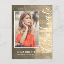 Abstract Golden Shimmer Foto Afstuderen Uitnodiging Briefkaart