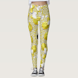 Abstract Golden Yellow Symmetrical Fractal Leggings