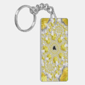 Abstract Golden Yellow Symmetrical Fractal Sleutelhanger (Voorkant Links)